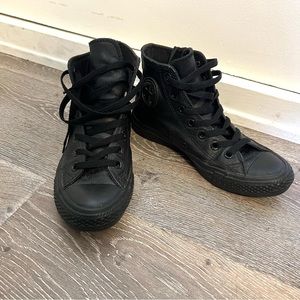 Black Leather Converse All Star high top shoes